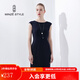 名師路夏裝新款女裝連衣裙優(yōu)雅背心裙修身顯瘦時(shí)尚百搭通勤A(yíng)字裙 藏藍 XL