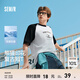 森馬（Semir）短袖T恤男復古熊貓印花情侶裝涼感抑菌夏季寬松撞色插肩袖潮 白黑色調00319 M