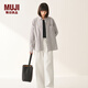 無印良品（MUJI）女式棉水洗牛津紐扣領(lǐng)長袖襯衫女士襯衣外套上衣25年秋季女裝 深咖啡色條紋 L （165/88A）