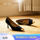 NINE WEST/玖熙金屬拼接一腳蹬高跟鞋氣質(zhì)單鞋女 NH434039SK 黑色36