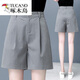 啄木鳥(niǎo)（TUCANO）休閑短褲女薄2025夏季新款高腰直筒寬松闊腿五分褲子外穿西裝中褲 灰色 M 27