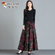 啄木鳥(niǎo)秋冬季新款有口袋毛呢半身裙民族高腰復古碎花中年媽媽長(cháng)裙大碼裙 紅色 3XL 【建議135-150斤】