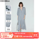 COCOBELLA氣質(zhì)灰簡(jiǎn)約長(cháng)袖連衣裙優(yōu)雅氣質(zhì)通勤兩穿外套開(kāi)衫FR0048 氣質(zhì)藍調 S