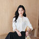 百顏襯衫女時(shí)尚設計感雪紡衫幼師講師播音主持內搭上衣職業(yè)襯衣春秋OL 米白色襯衫 S