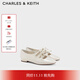 CHARLES&KEITH蝴蝶結漆皮平底瑪麗珍鞋女生日禮物CK1-70900519 粉白色Chalk 38