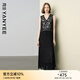 顏域V領(lǐng)收腰背心連衣裙女2025夏季新款高級感氣質(zhì)假兩件無(wú)袖長(cháng)裙 黑色 2XL