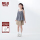 無(wú)印良品（MUJI）大童 強捻 吊帶 罩衫 背心 童裝 兒童 25年夏季 CB1NEA5S 黑色格紋 120 /60A