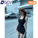 DGOV美式辣妹無袖吊帶背心連衣裙女裝夏季新款黑色修身掐腰包臀短裙子 黑色短裙 S 【超好看連衣裙/設(shè)計(jì)感連衣裙
