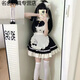 貓咪餐廳lolita女仆連衣裙cos服裝二次元圍裙日系洛麗塔可愛(ài)女裝 黑色套裝+白襪 S