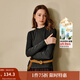 茵曼（INMAN）2025秋冬女裝新款復古半高領(lǐng)花邊袖T恤顯瘦長(cháng)袖內搭套頭上衣 黑灰色 M