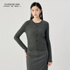 哥弟（GIRDEAR）女裝3D天衣無(wú)縫 圓領(lǐng)長(cháng)袖麻花紋針織羊毛開(kāi)衫女148041 高級灰 M (3)