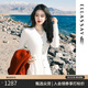 歌力思（ELLASSAY）【博主同款】秋季新款100%綿羊毛東方簡(jiǎn)奢風(fēng)針織連衣裙女B-M029 純凈白 M
