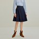 塔馳密司（touchmiss）休閑百褶A字裙女2025秋季新款高腰垂感半身裙 深藍(lán)色 S