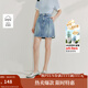 茵曼（INMAN）【商場(chǎng)同款】牛仔短裙2025夏季女裝新款純棉顯瘦a字裙子 淺牛仔 L
