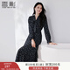 香影氣質(zhì)藍色碎花連衣裙女2025秋季新款法式飄帶領(lǐng)通勤長(cháng)袖雪紡裙 藍花 M 160/84A/95-110斤
