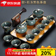 祥業(yè)哥窯功夫茶具整套裝泡茶壺蓋碗茶道六君子喬遷中秋節送禮伴手禮 哥窯八杯配青蛙+茶盤(pán) 13頭