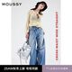 moussy  【程瀟同款】斜扣不規(guī)則設(shè)計感非正式闊腿牛仔褲010HA211-6001 111淺藍色 M