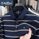 金利來(lái)男裝POLO衫男長(cháng)袖2025新款條紋商務(wù)休閑衛衣翻領(lǐng)上衣 藏青色 L 建議120-140斤