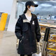 依鎏衣品孕婦裝純棉風(fēng)衣2025秋冬中長(cháng)款寬松大碼孕婦長(cháng)袖連帽拉鏈開(kāi)衫外套 黑色 L適合115-125斤