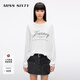 MISS SIXTY2025夏季新款長(cháng)袖T恤女圓領(lǐng)撞色復古印花寬松中長(cháng)薄款 白色 M