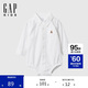 GAPGap嬰兒2025春季新款牛津布小熊刺繡連體衣兒童裝爬服美版876709