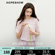 紅袖2025春季新款女裝 鏤空網(wǎng)眼H型花瓣式圓領(lǐng)套頭短袖針織衫 香芋紫502 S