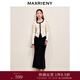 MAXRIENY國風(fēng)新中式撞色毛邊套頭針織衫早秋復(fù)古修身上衣女 米白 S 01