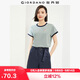 佐丹奴T恤女裝純棉刺繡撞色邊甜美元氣少女圓領(lǐng)短袖t恤女05322395