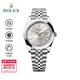 勞力士日志型 自動(dòng)機械機芯 五珠鏈 100米防水 銀色表盤(pán) 男表 瑞表 41mm