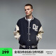 CHINISM CH赤塵美式復(fù)古撞色拼接棒球服夾克男潮牌高街重磅休閑情侶外套 藏青色 XL