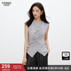 衣香麗影灰色不規則針織衫女2025夏裝新款設計感交叉無(wú)袖坎肩上衣 灰色 L