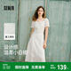 森馬（Semir）連衣裙女設(shè)計感重工繡花夏2025花邊翻領(lǐng)泡泡袖小白裙107425114041