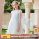 英氏（YEEHOO）女童連衣裙兒童裙子中大童裝公主裙網(wǎng)紗宴會晚禮服夏 藍色 120