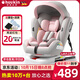 Heekin德國 兒童安全座椅汽車(chē)用0-4-12歲嬰兒寶寶360度旋轉ISOFIX硬接口 尊享粉(遮陽(yáng)棚+上拉帶+側保護)