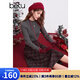 百圖betu女裝冬季新款半身裙高腰顯瘦裙子格子毛呢A字半裙2412T20 磚紅 L