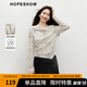 紅袖復古T恤2025春季新款女裝【煙雨水墨】不規則蕩領(lǐng)收腰網(wǎng)紗上衣 米底花611（預售9.22） M