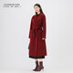 哥弟（GIRDEAR）秋冬質(zhì)感時(shí)尚復古系帶爆款雙面呢綿羊毛大衣1400640 車(chē)厘子紅 S 2 碼