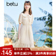 betu百圖女裝娃娃領(lǐng)連衣裙領(lǐng)結甜美裙子夏連衣裙女2204T72 杏色 M