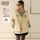 Teenie Weenie小熊女裝綿羊毛呢外套秋冬季簡(jiǎn)約風(fēng)短款連帽大衣上衣 乳白色 M