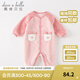 戴維貝拉（DAVE＆BELLA）兒童連體衣嬰幼兒滿(mǎn)月睡衣秋冬初生女?huà)肱婪履袑毻獬龇镅b 粉色 90cm （建議身高80-90cm）