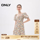 ONLY夏季時尚顯瘦泡泡袖收腰短裙連衣裙女|124207055 H4G 綠色油畫花叢滿印 XS (155) 76A