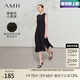 AMII七夕禮物2025春極簡優(yōu)雅小黑裙收腰中長無袖A擺微彈設(shè)計感連衣裙 黑色 M