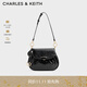CHARLES&KEITH25冬新品翻蓋式單肩腋下包包掛小豬包CK2-20671821 Black黑色 S