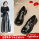 ZHR英倫單鞋女增高軟底通勤女鞋輕便簡(jiǎn)約風(fēng)樂(lè )福鞋女 JF136 黑色 37 
