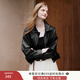 香影美拉德咖色皮衣女短款2025秋季新款復古翻領(lǐng)pu皮機車(chē)夾克外套 黑色 S