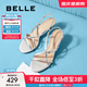 百麗（Belle）華爾茲優(yōu)雅一字帶涼鞋女商場(chǎng)款真皮綁帶高跟鞋3WS33BL5 銀色 33 (215mm)