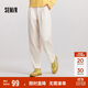 森馬（Semir）休閑褲女半松緊腰寬松錐形褲百搭冬季風(fēng)肌理抓絨長(cháng)褲101724127014