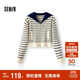 森馬（Semir）針織開(kāi)衫女短款海軍領(lǐng)溫柔系春2025寬松條紋衫少女感109125106003
