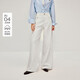 茵曼（INMAN）茵曼白色高腰拖地直筒牛仔褲2026春女裝新款復古顯瘦長(cháng)褲 珍珠白 28