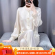 莫代爾2025新款法式絲綢睡衣女春夏季薄款長(zhǎng)袖套裝青年高級(jí)感簡(jiǎn)約家居服 杏色:商柜品質(zhì):7A軟絲 XL 建議120-140斤